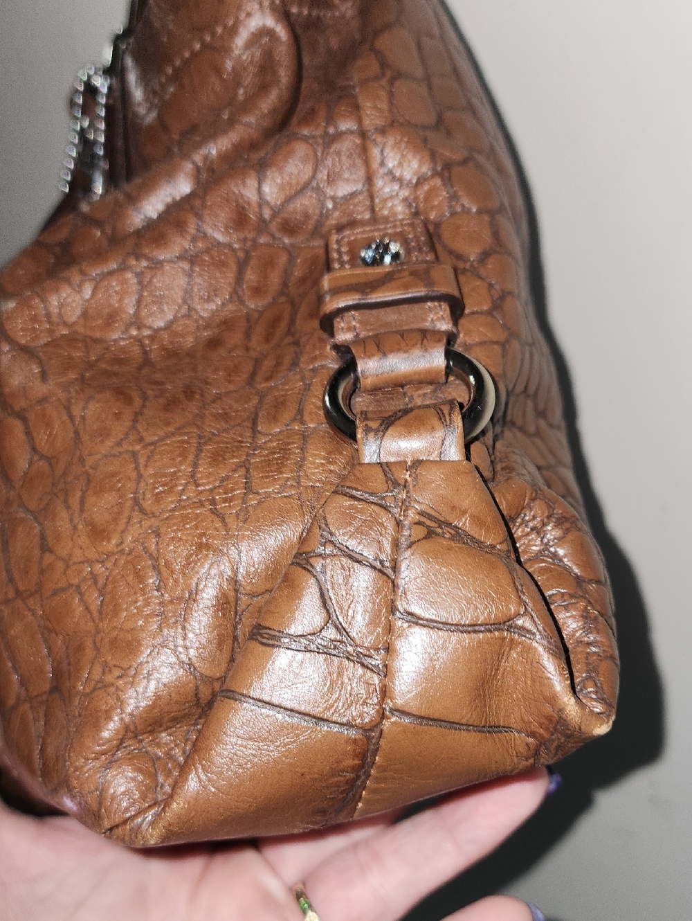 Coach Croc-Embossed Brown Leather Tote G1176-F17661 Purse - Picture 7 of 16